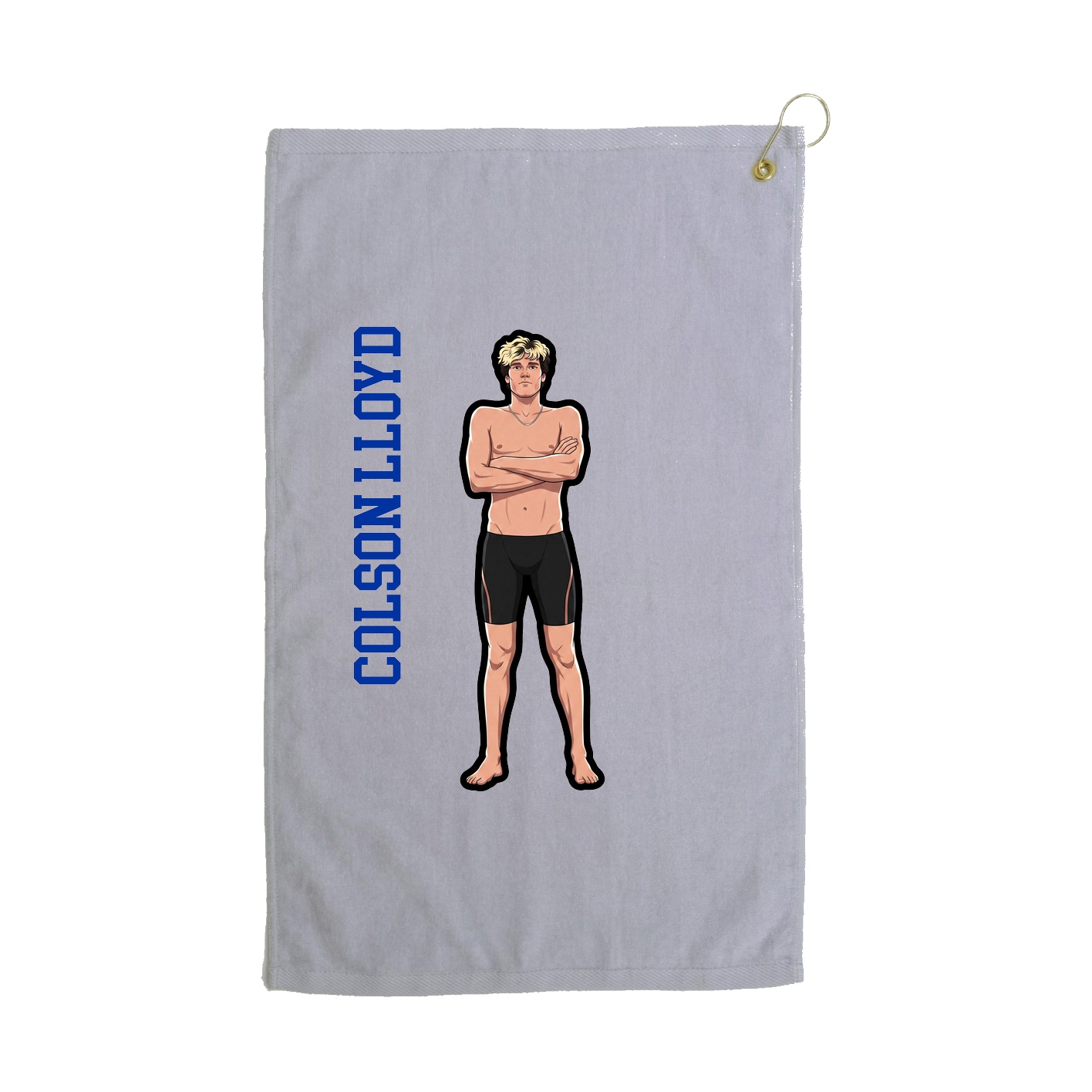 Golf Towel — Name Vertical in Grey