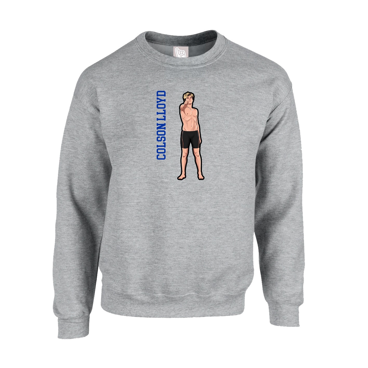 Fleece Crew — Name Vertical in Grey