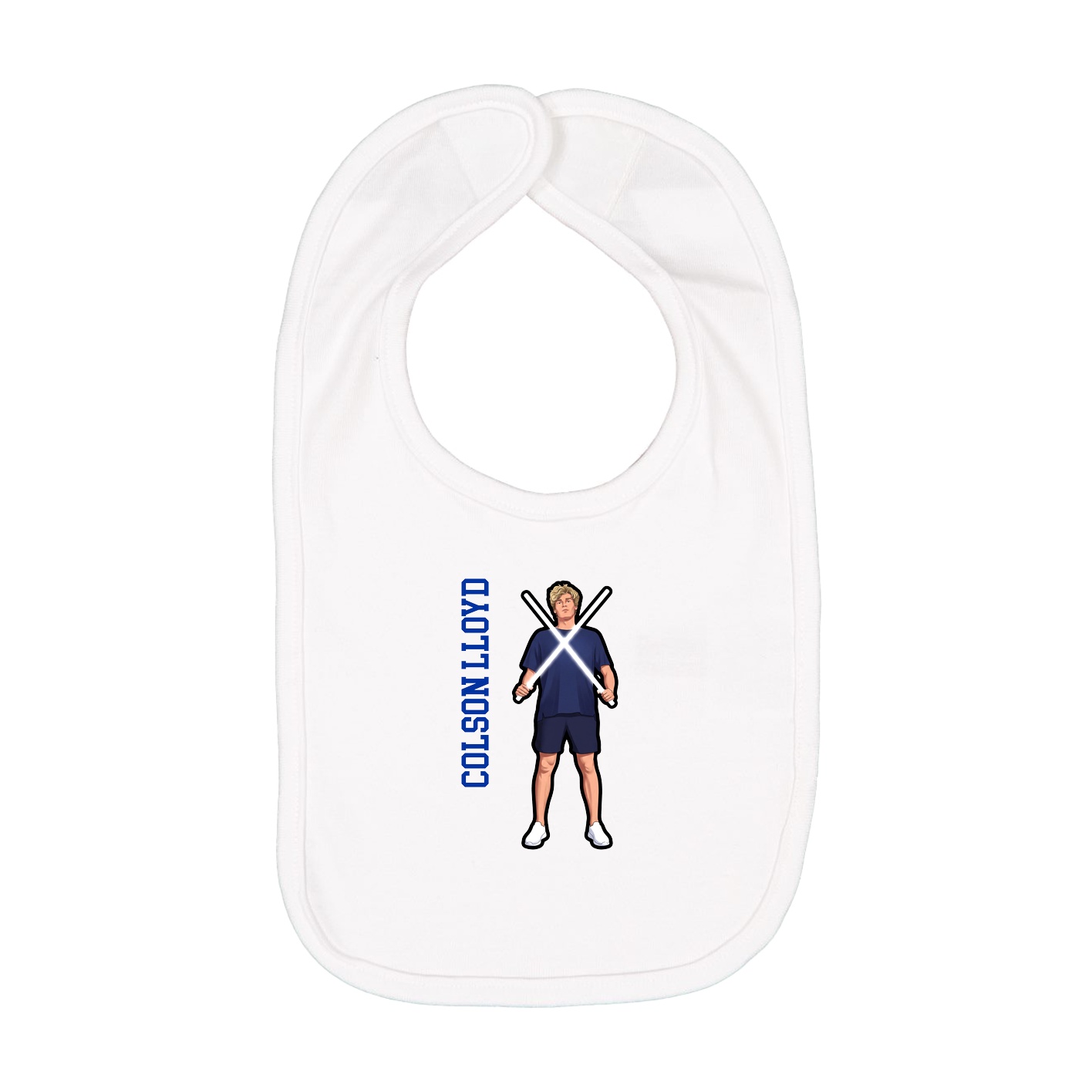 Infant Bib — Name Vertical in White