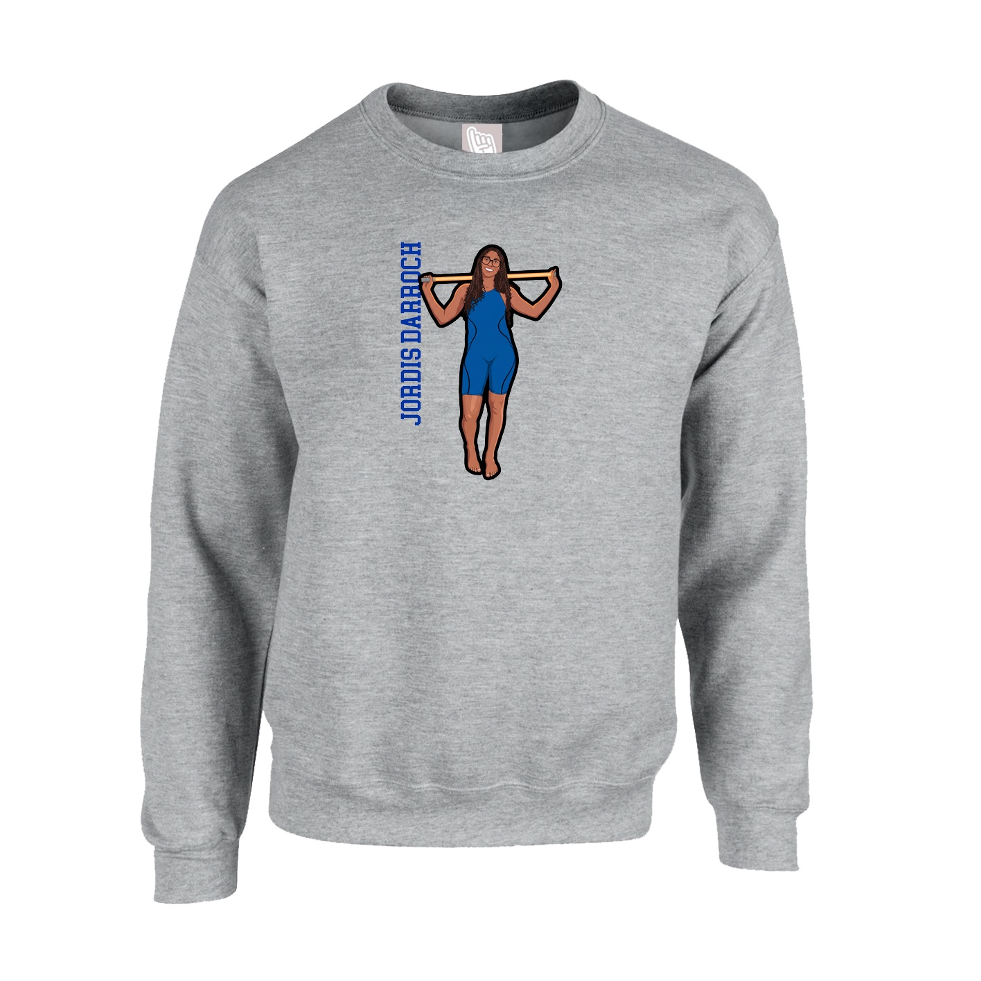 Fleece Crew — Name Vertical in Grey
