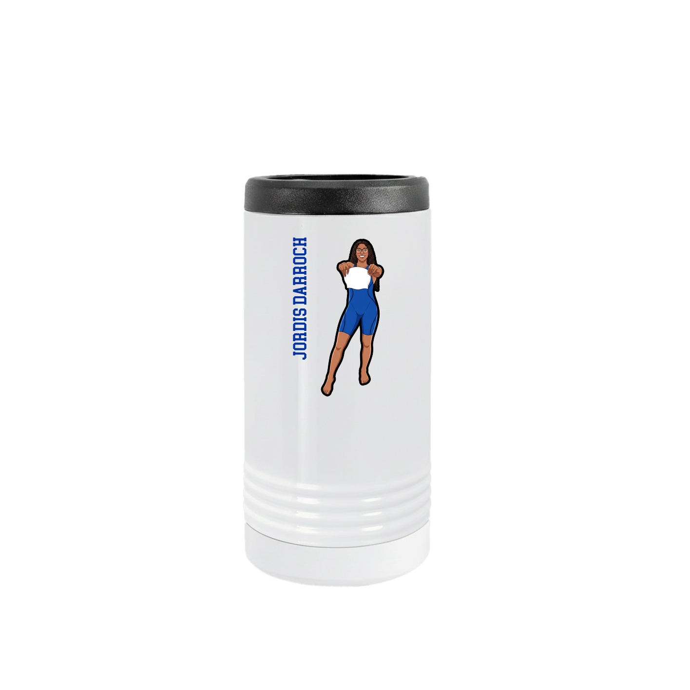 Slim Beverage Holder — Name Vertical in White