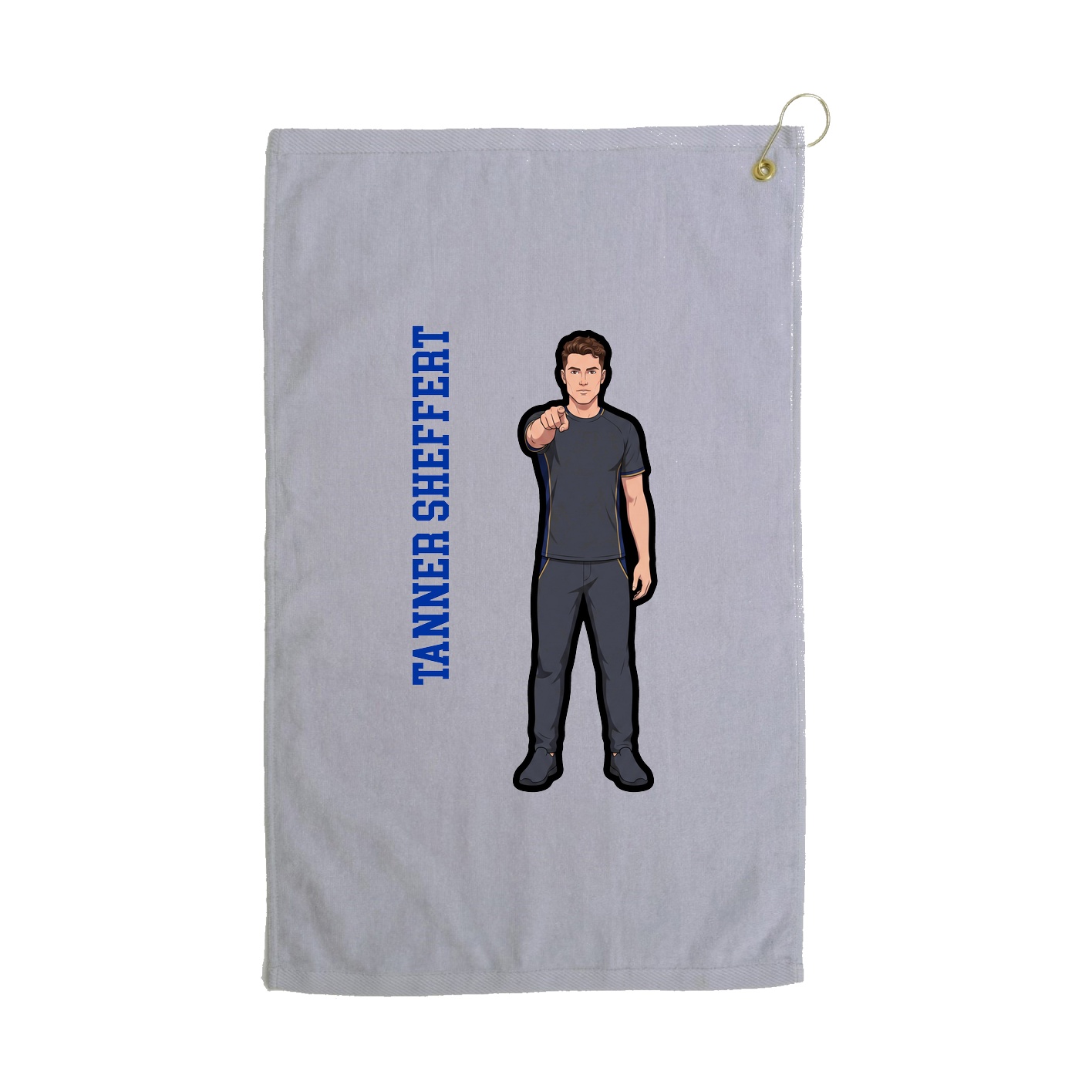 Golf Towel — Name Vertical in Grey