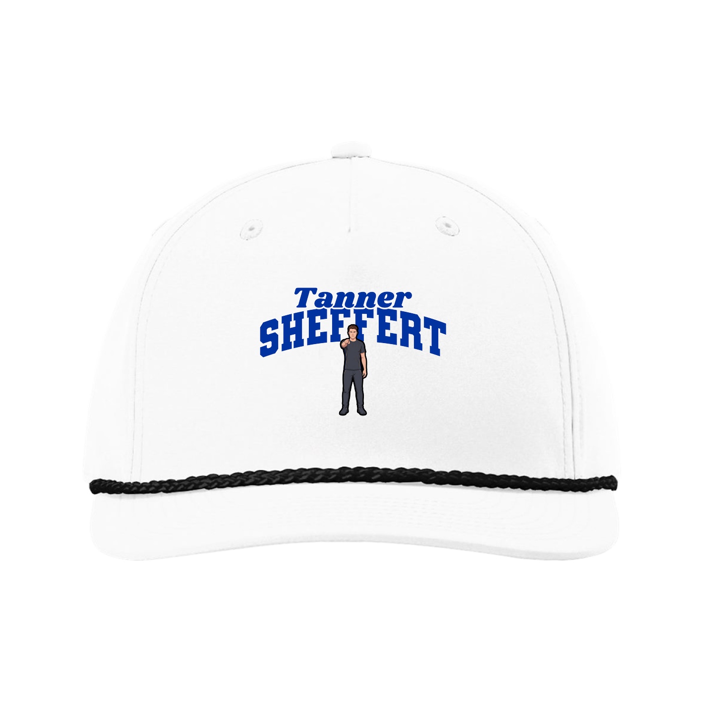 Five-Panel Classic Rope Cap — Signature Arch in White