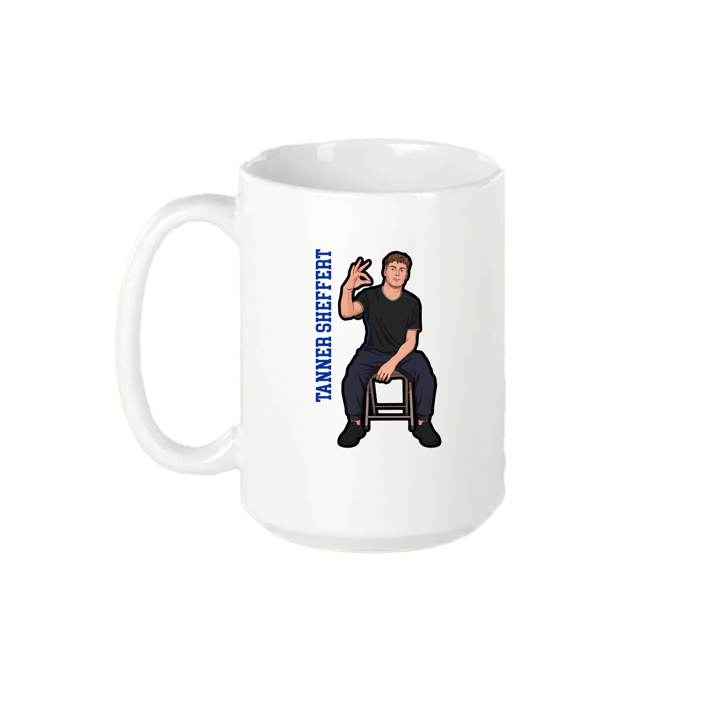 15oz Coffee Mug — Name Vertical in White