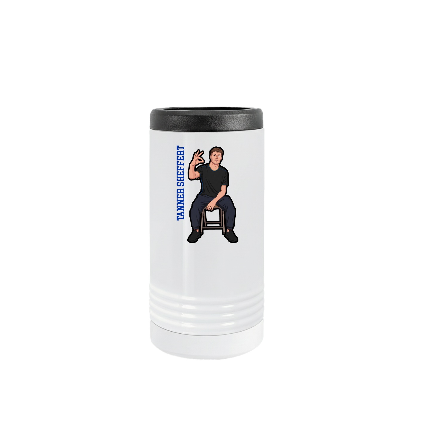 Slim Beverage Holder — Name Vertical in White