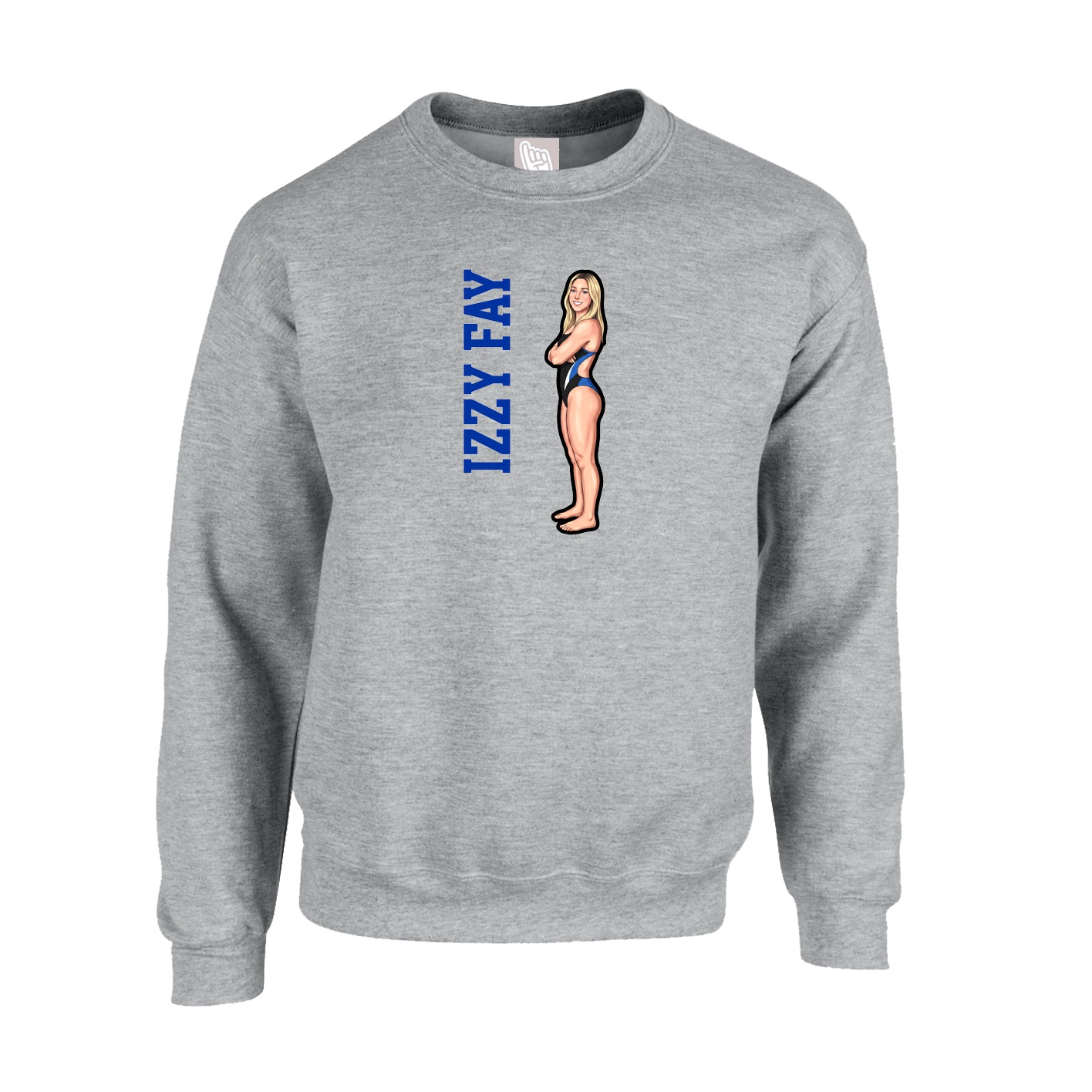 Fleece Crew — Name Vertical in Grey