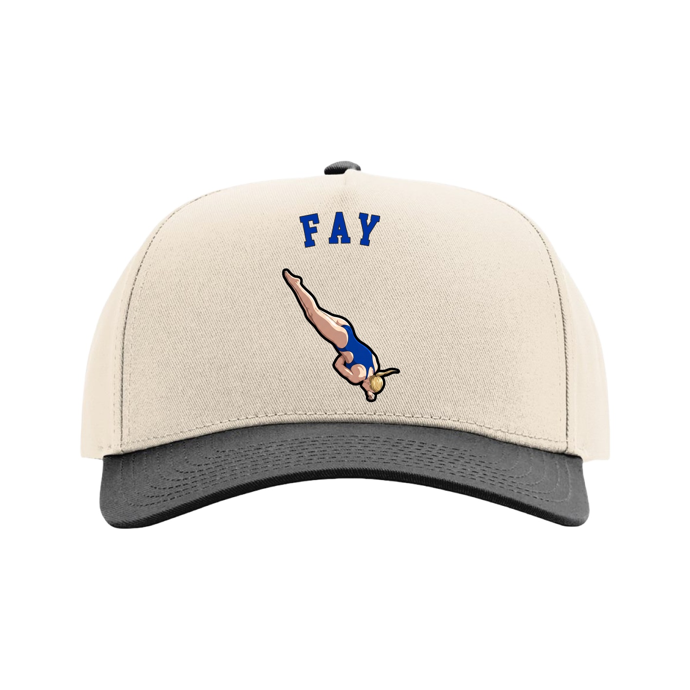 Full Fabric Five-Panel Champ Cap — Shirsey Arch in Cream/Black