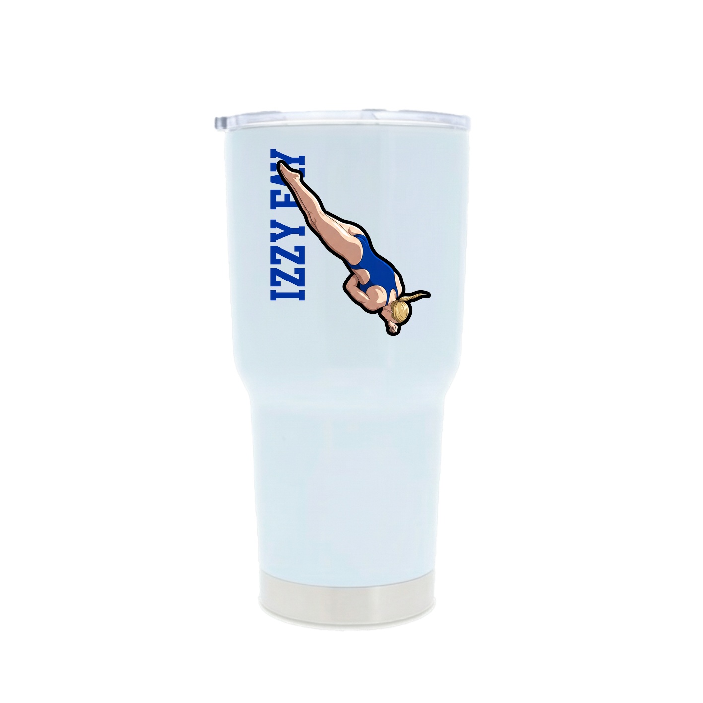 30oz Stainless Steel Tumbler — Name Vertical in White