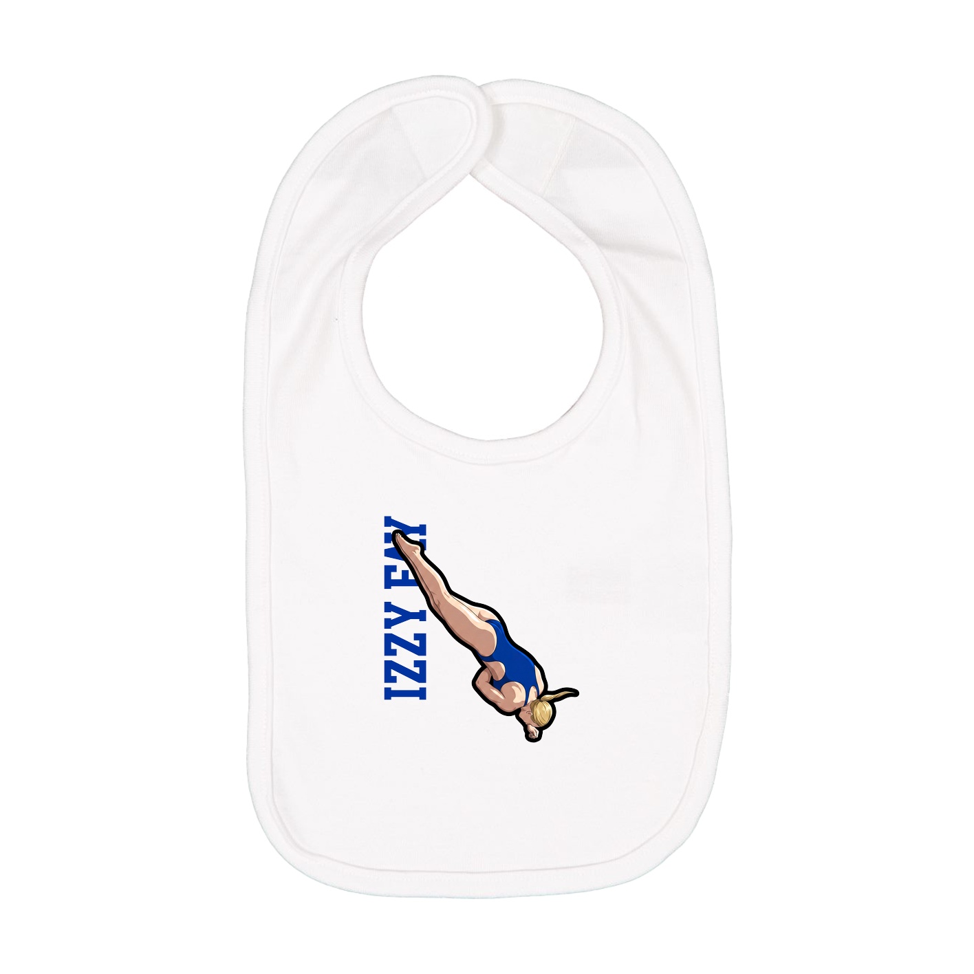Infant Bib — Name Vertical in White