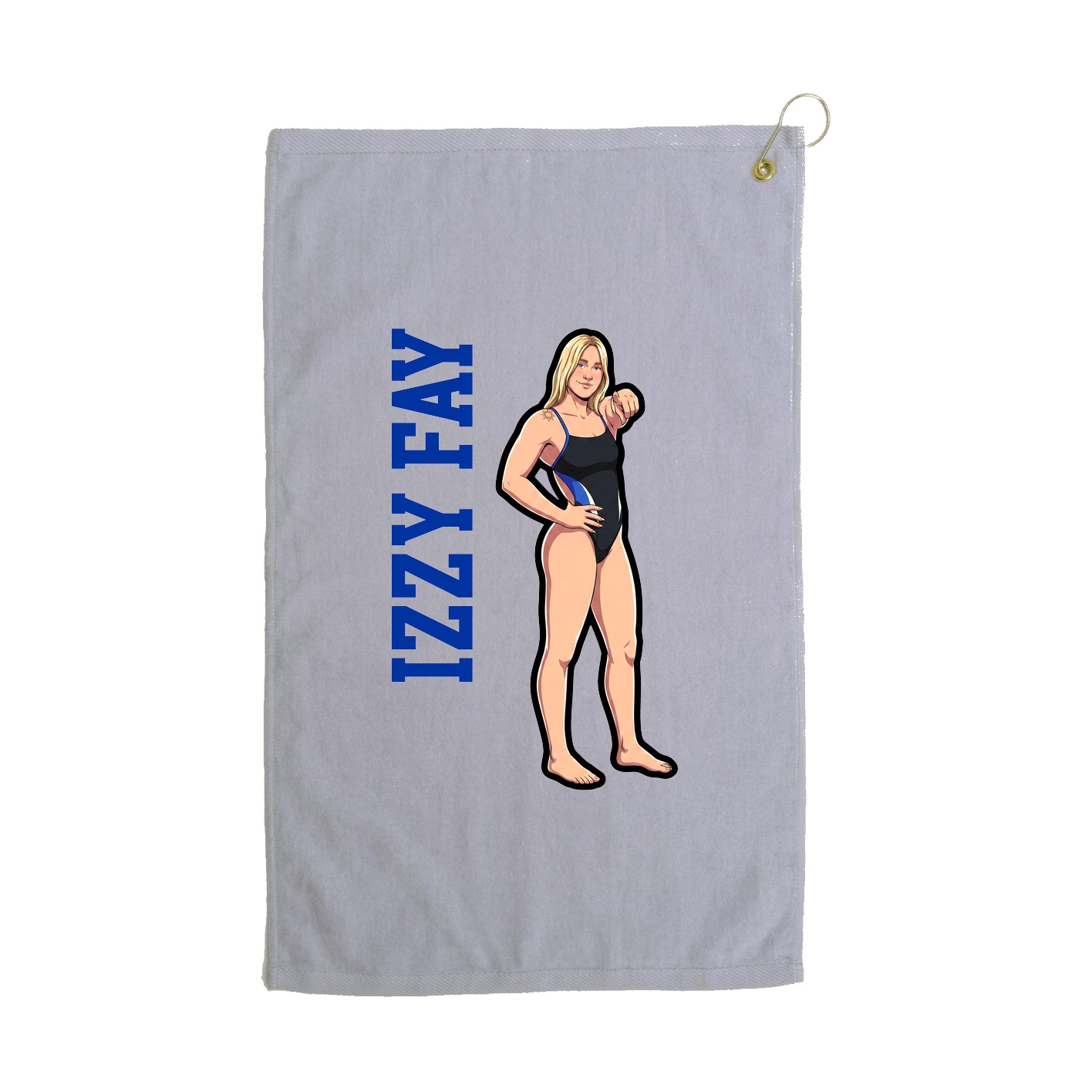 Golf Towel — Name Vertical in Grey