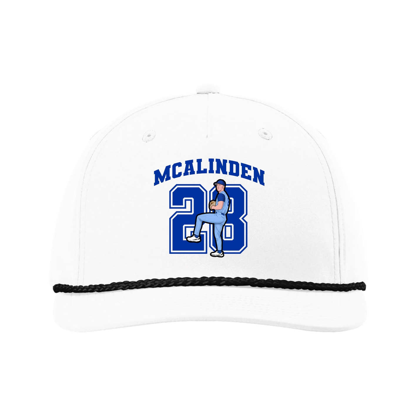 Five-Panel Classic Rope Cap — Number in White