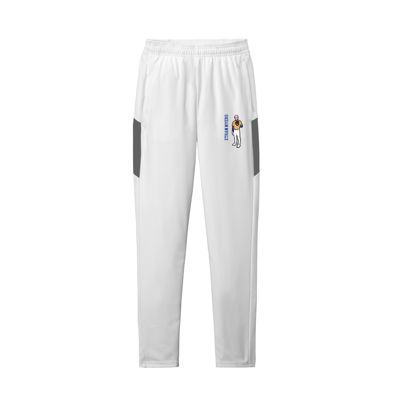 Team Travel Pant — Name Vertical in White/Grey