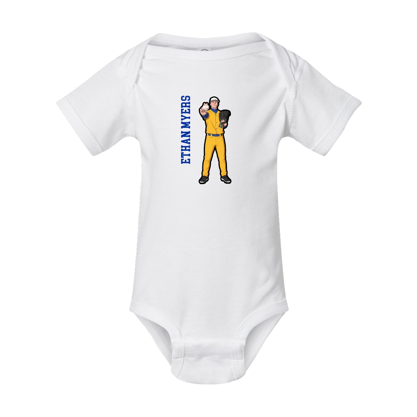 Baby Onesie — Name Vertical in White