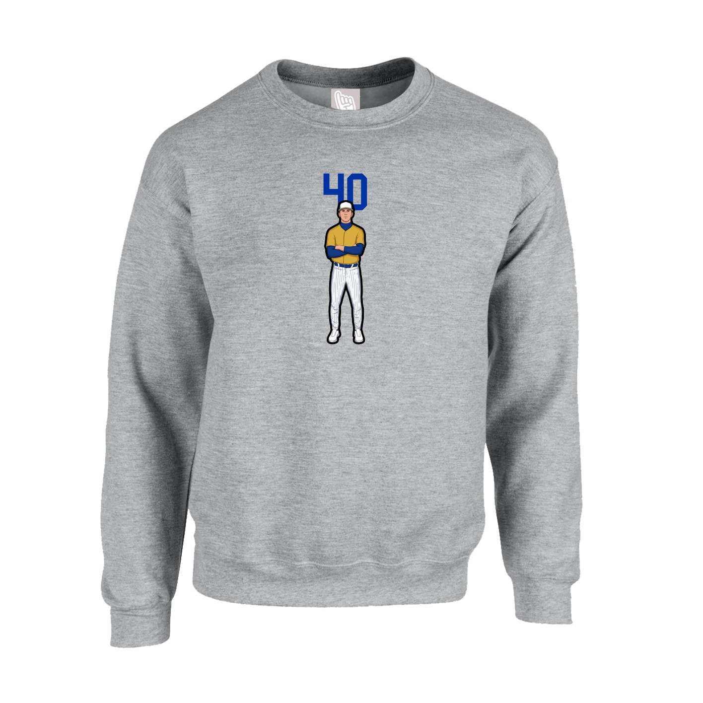 Fleece Crew — Number Top in Grey