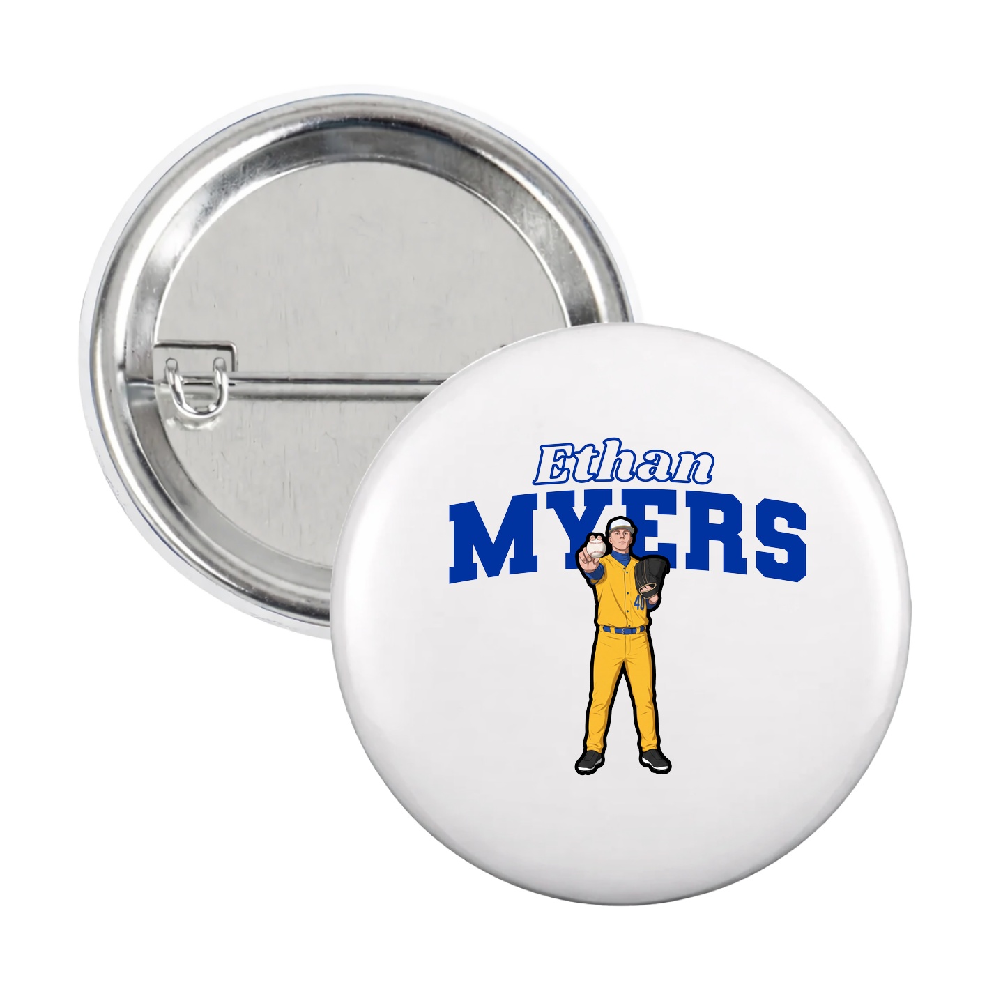 Game Day Button — Name Arch in White