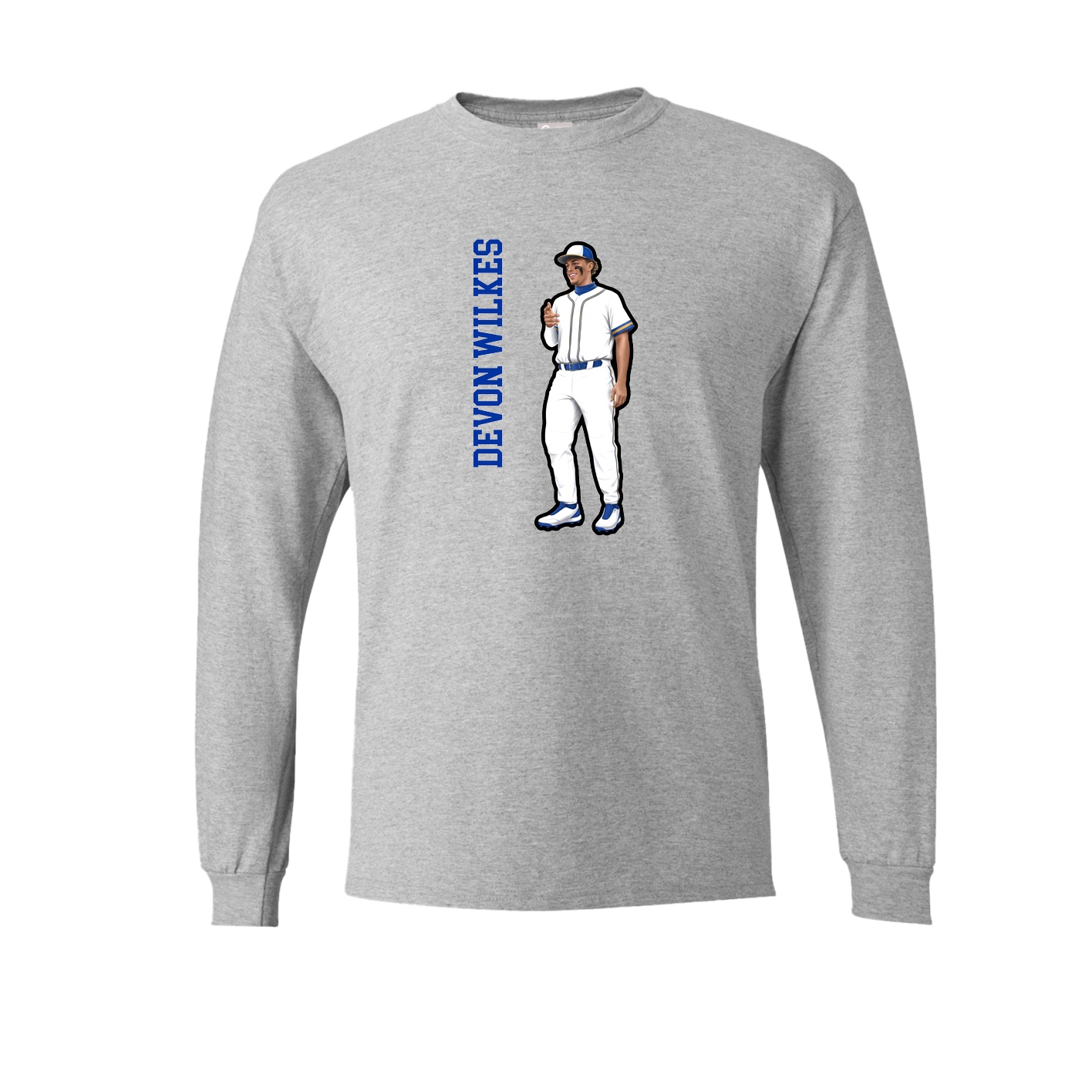 Long Sleeve Tee — Name Vertical in Grey