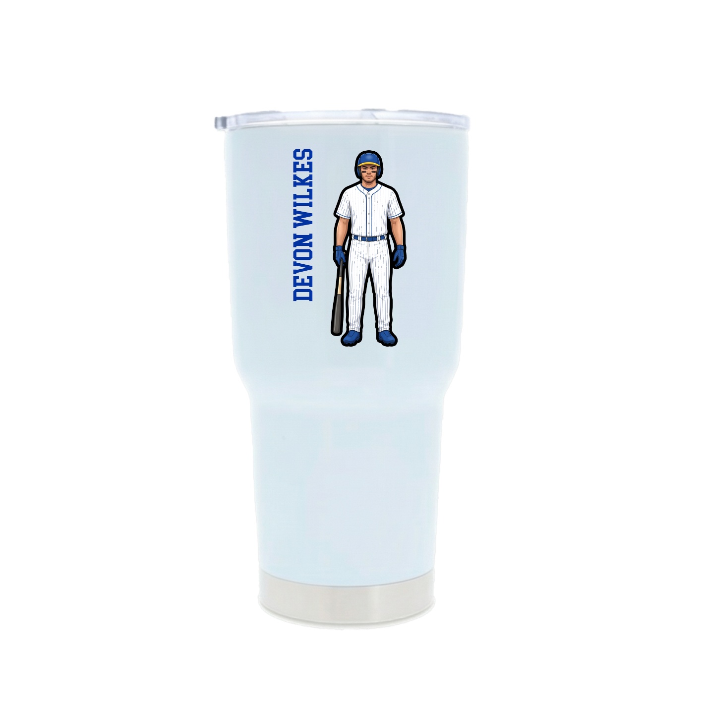 30oz Stainless Steel Tumbler — Name Vertical in White