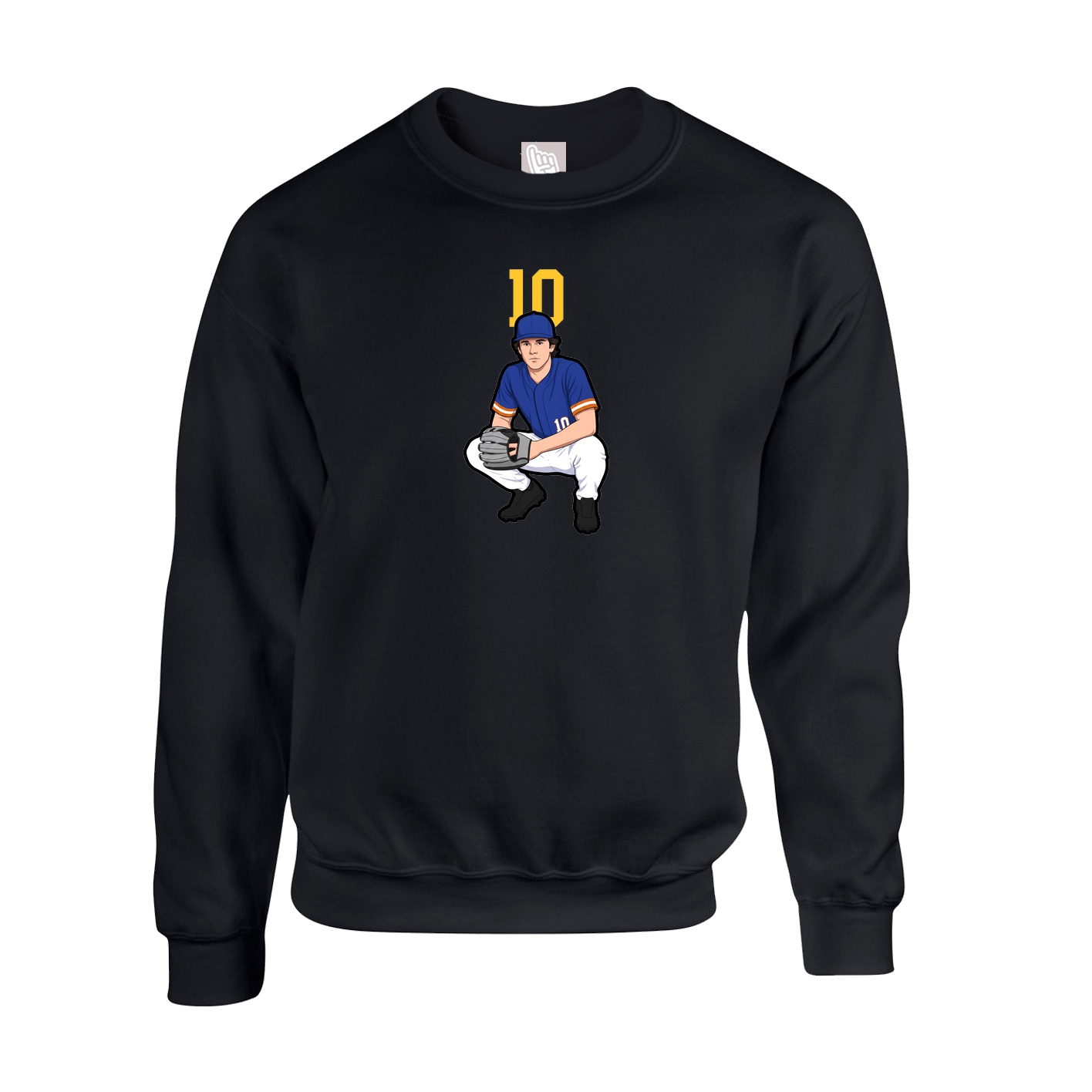 Fleece Crew — Number Top in Black