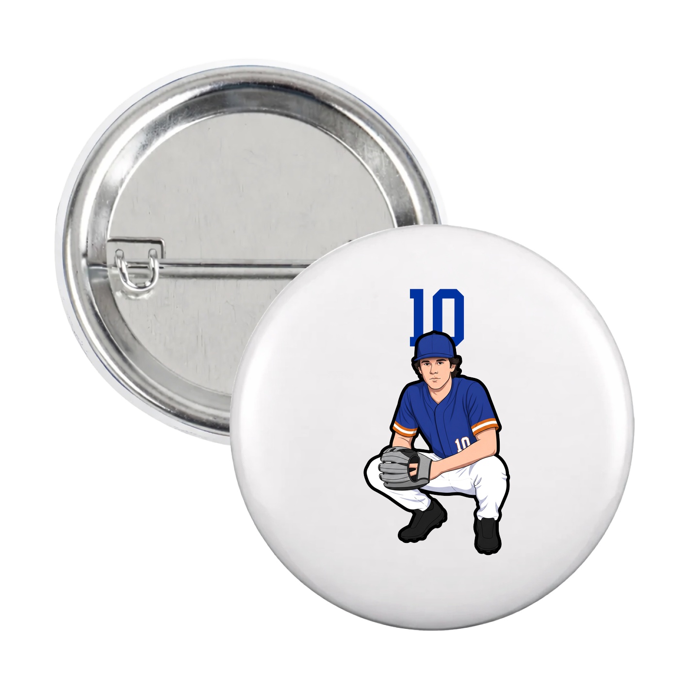 Game Day Button — Number Top in White