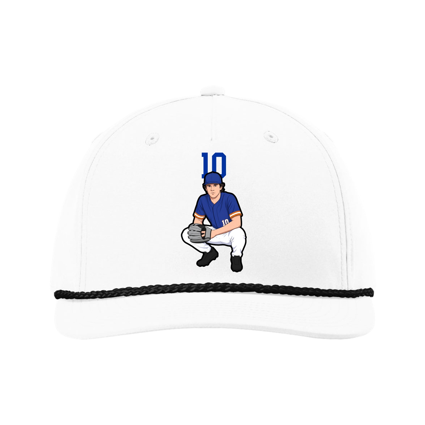 Five-Panel Classic Rope Cap — Number Top in White