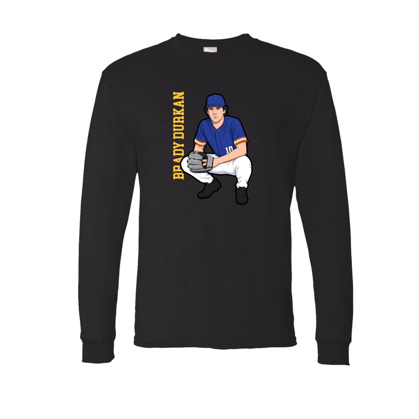 Long Sleeve Tee — Name Vertical in Black