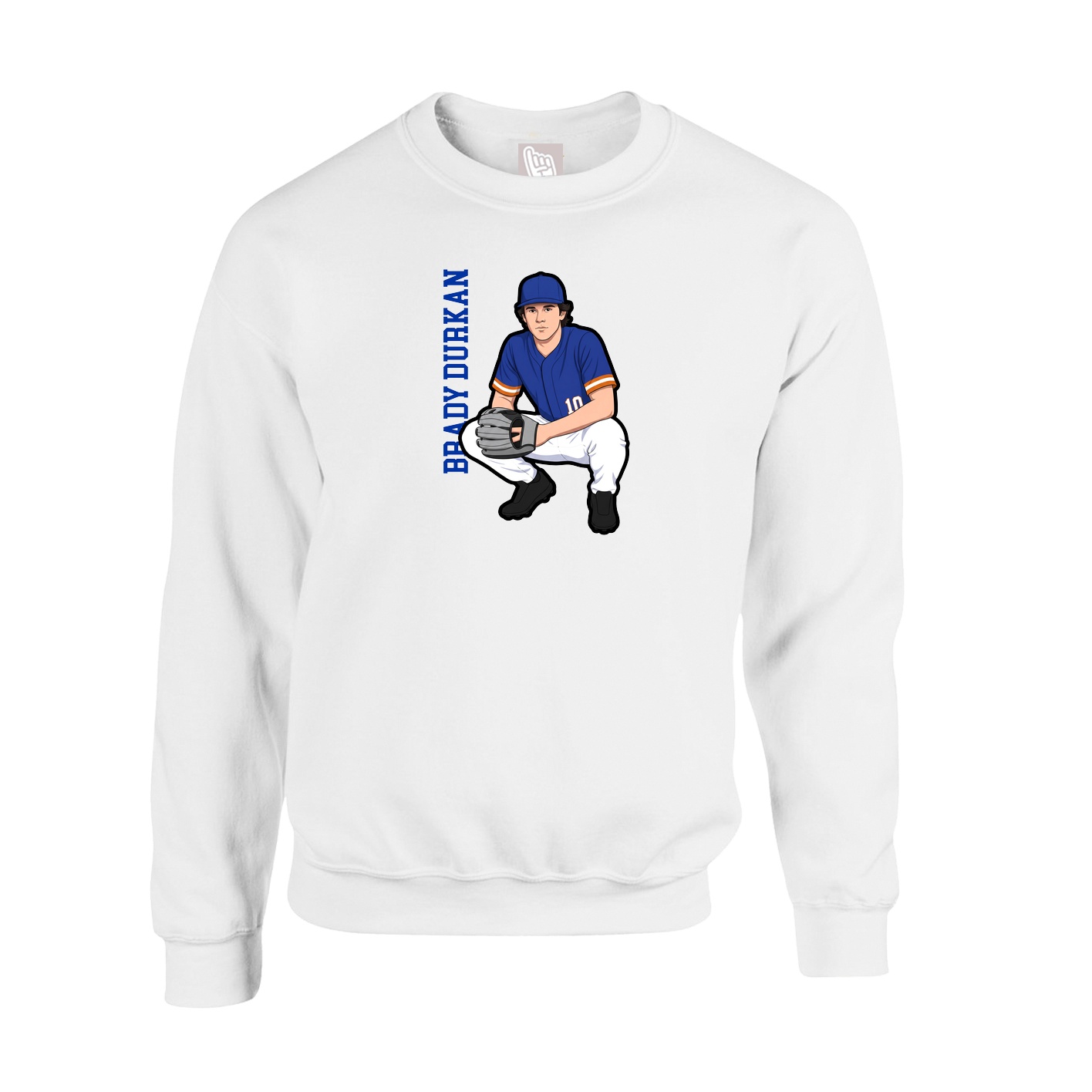 Fleece Crew — Name Vertical in White