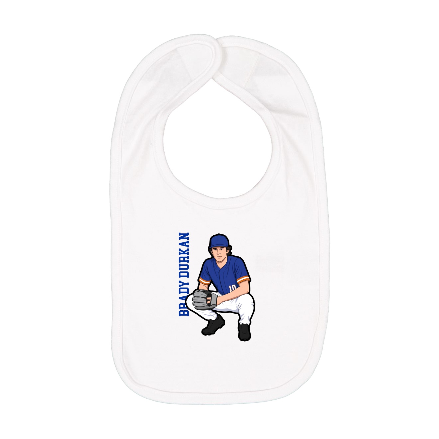 Infant Bib — Name Vertical in White