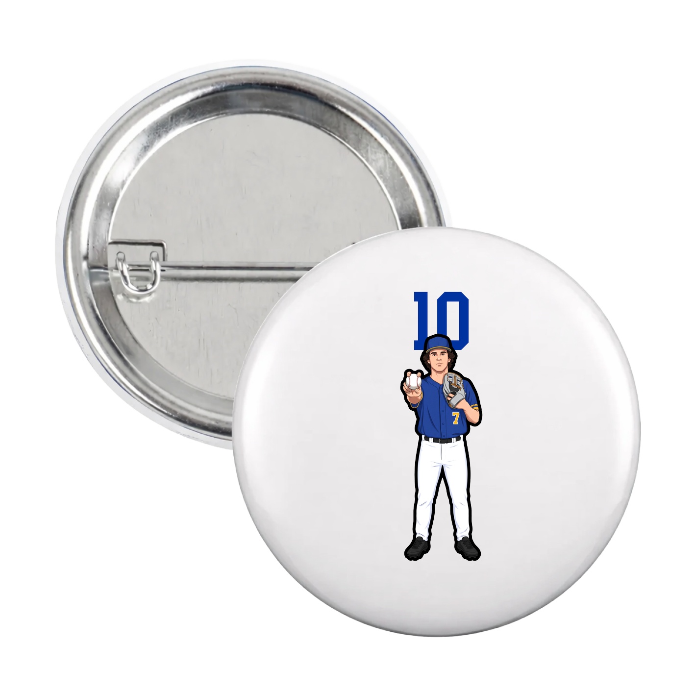 Game Day Button — Number Top in White