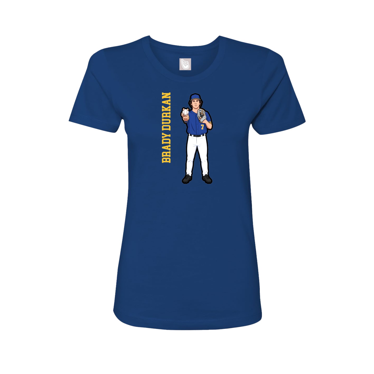 Fitted Women's Tee — Name Vertical in Royal