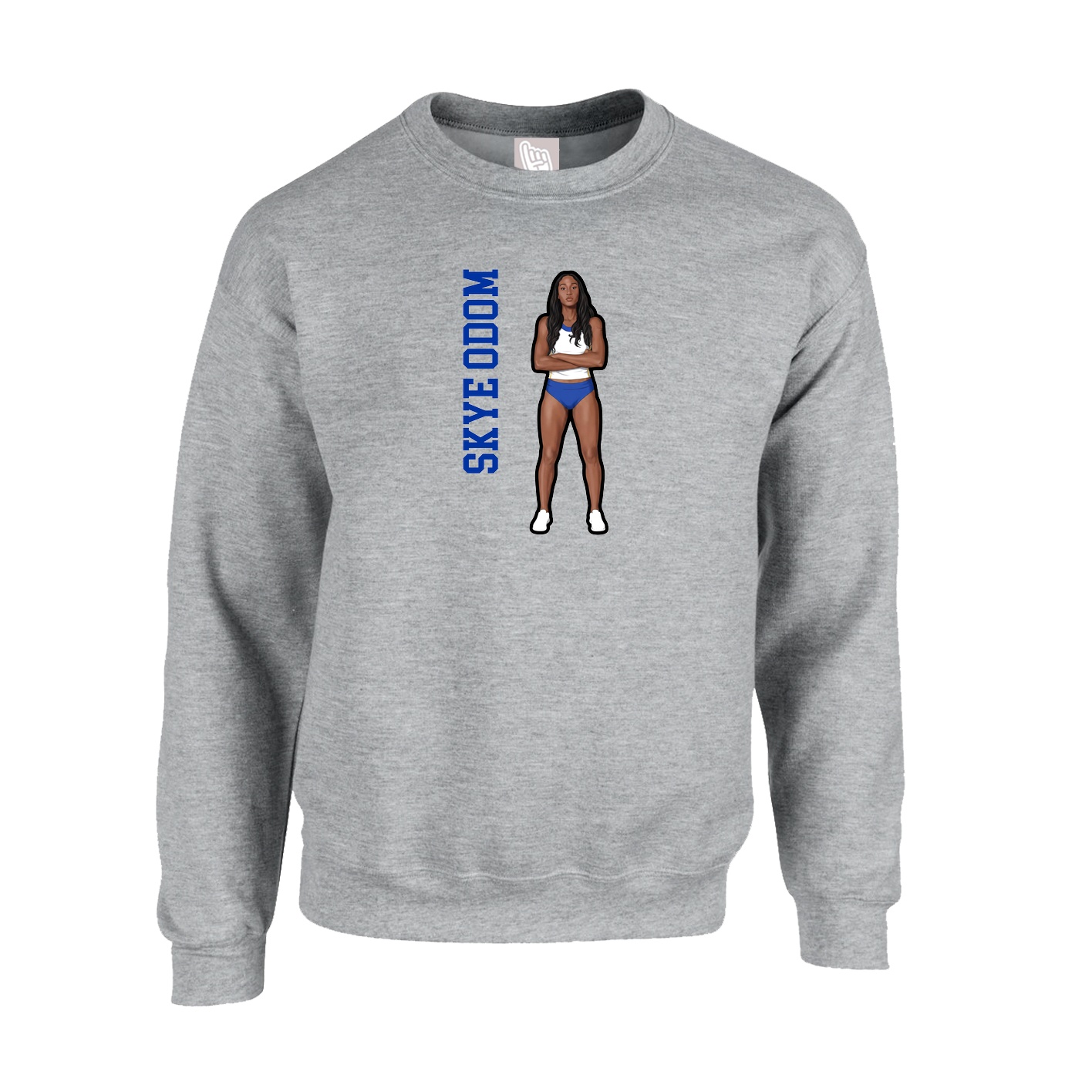 Fleece Crew — Name Vertical in Grey