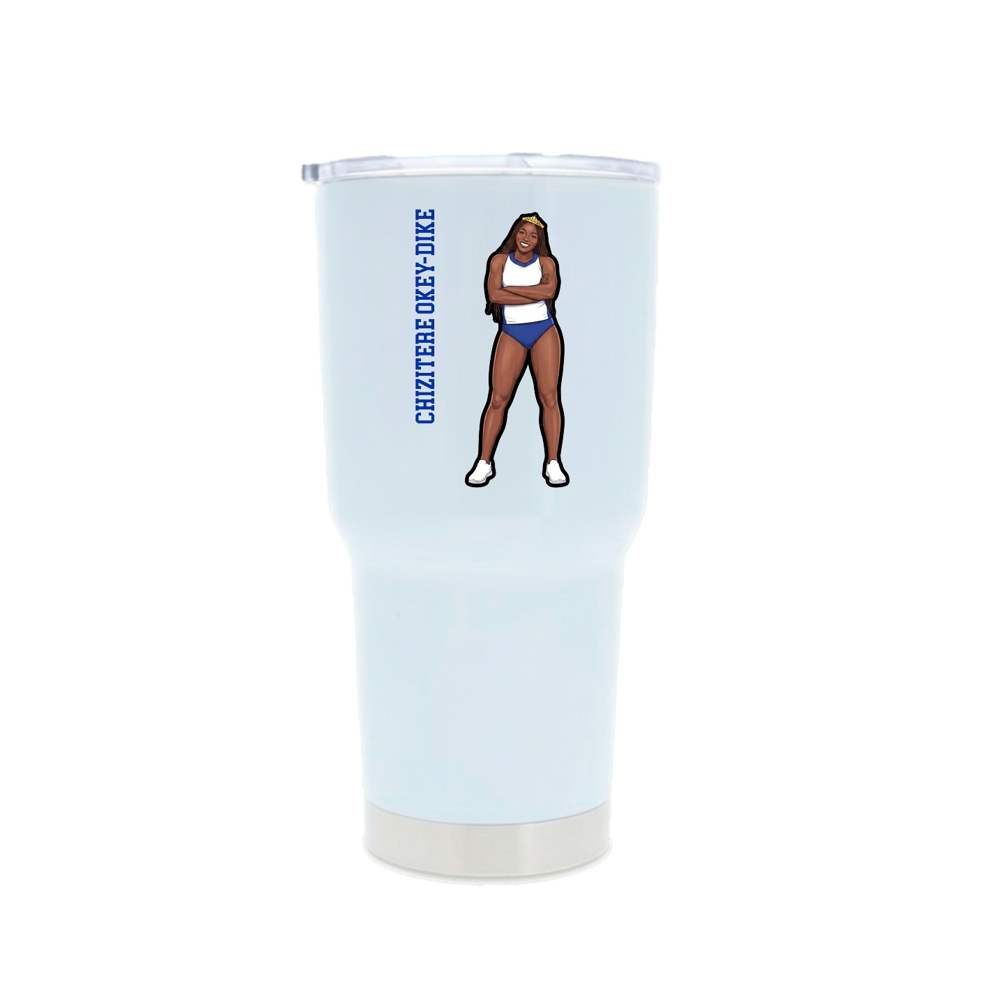 30oz Stainless Steel Tumbler — Name Vertical in White