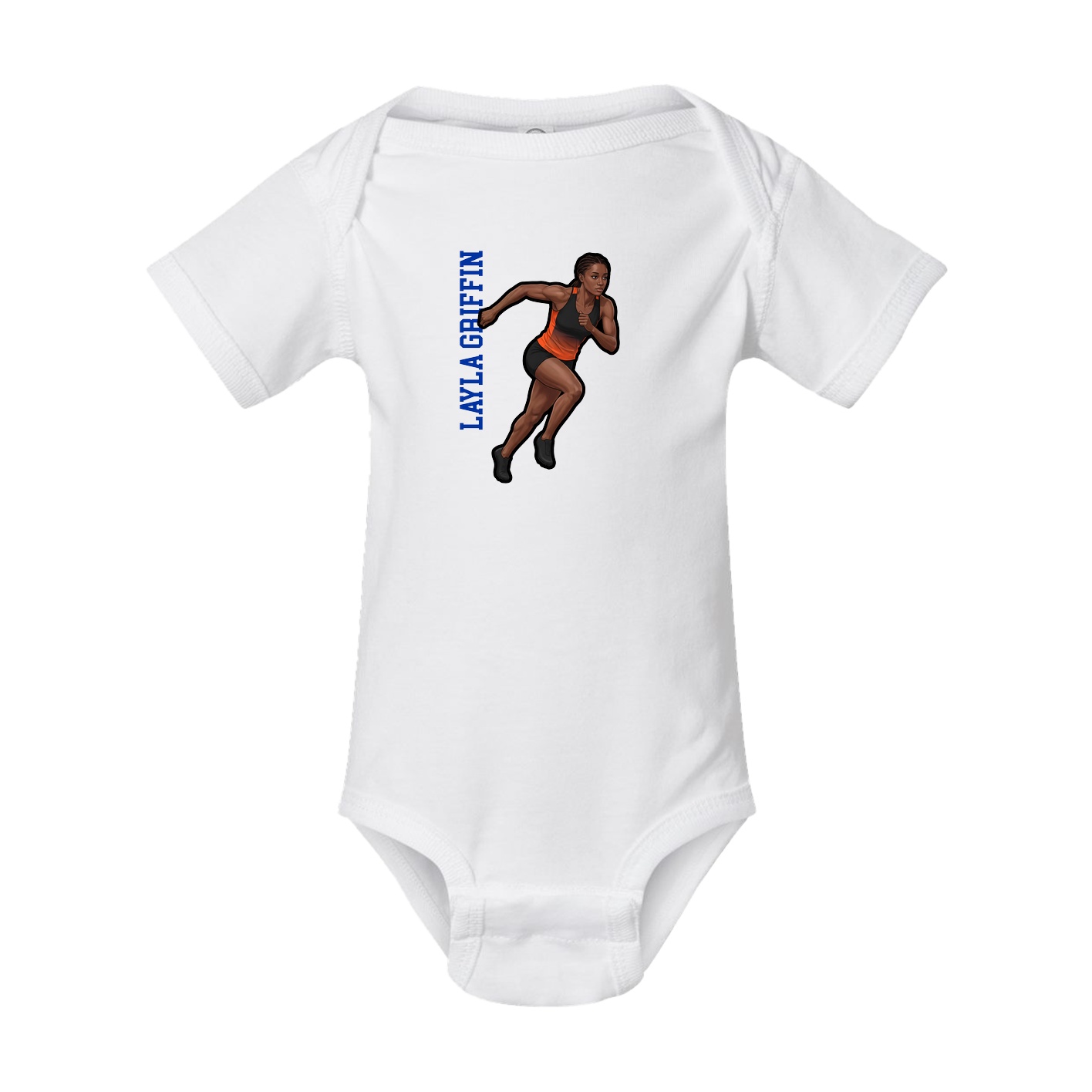 Baby Onesie — Name Vertical in White