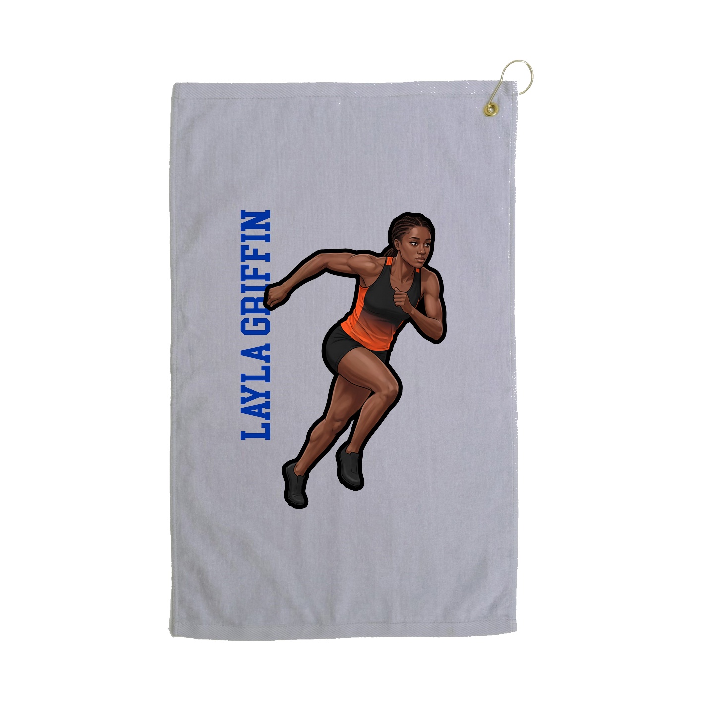 Golf Towel — Name Vertical in Grey