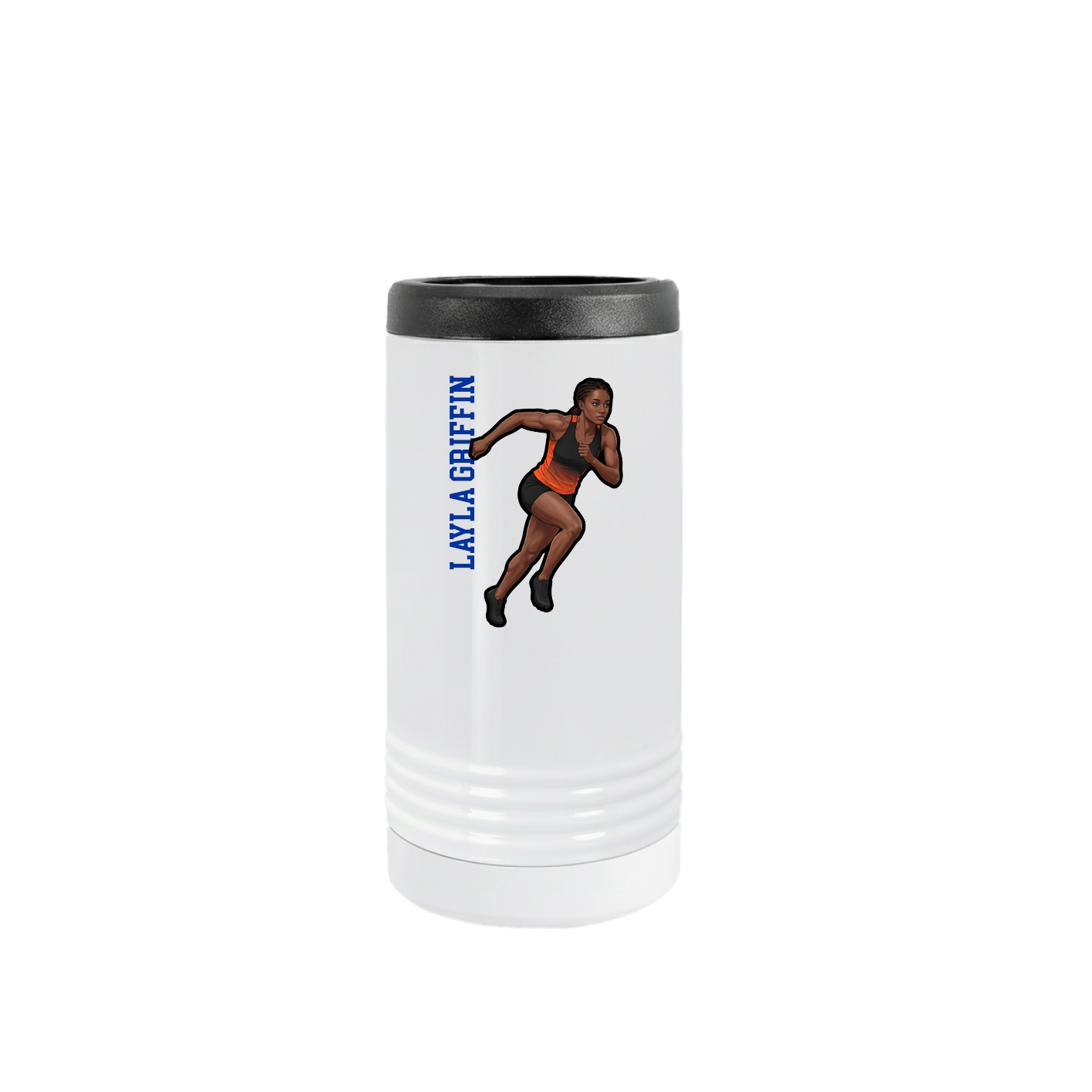 Slim Beverage Holder — Name Vertical in White