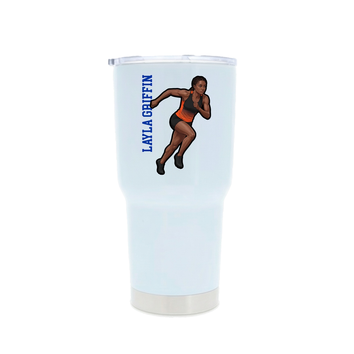 30oz Stainless Steel Tumbler — Name Vertical in White