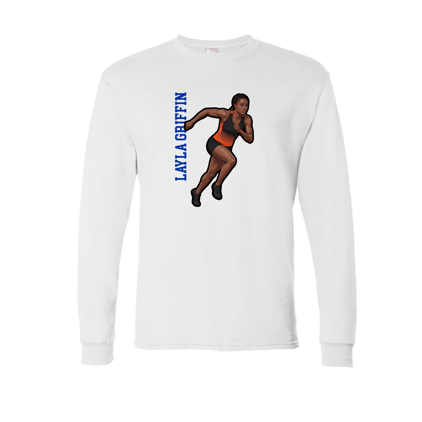 Long Sleeve Tee — Name Vertical in White