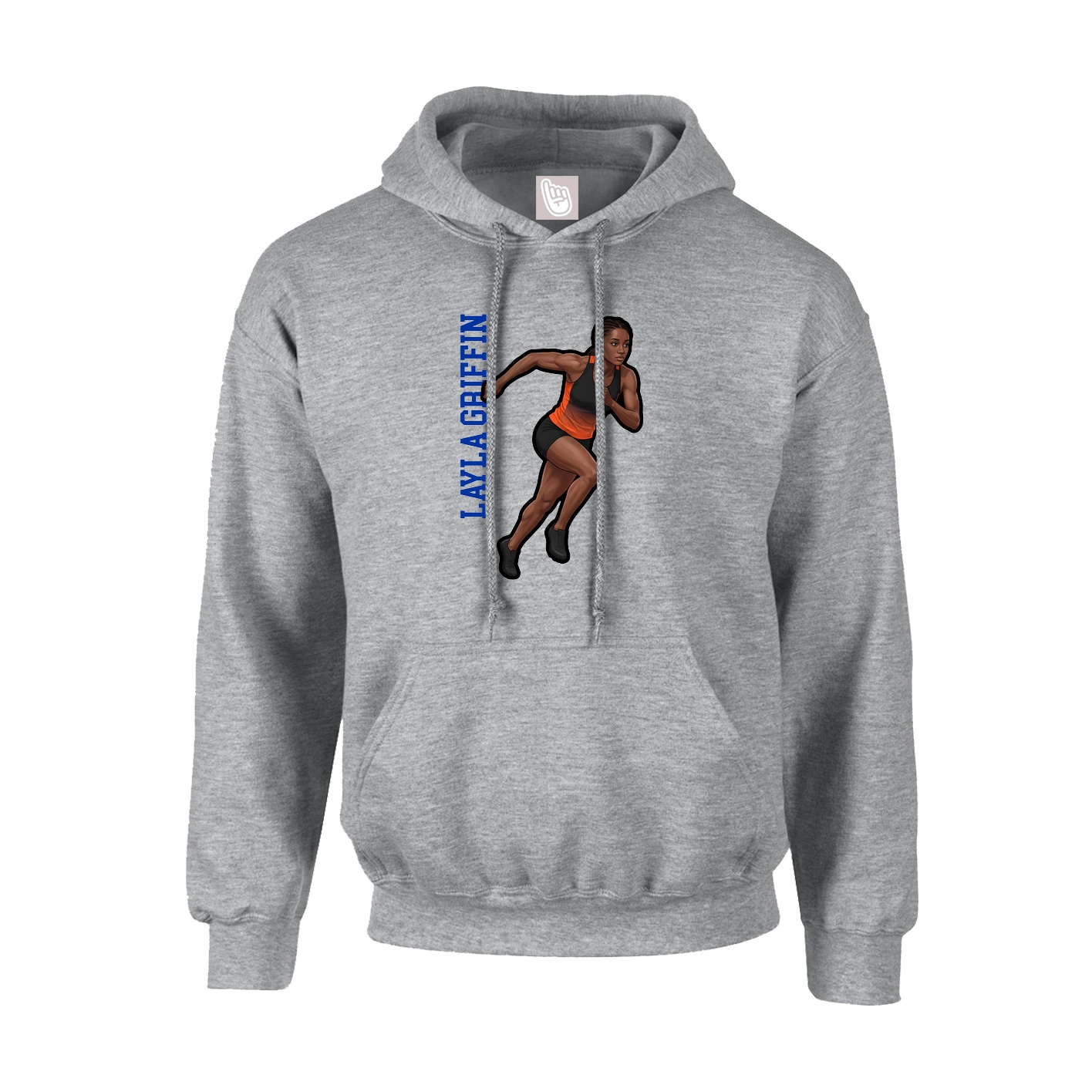 Youth Hoodie — Name Vertical in Grey