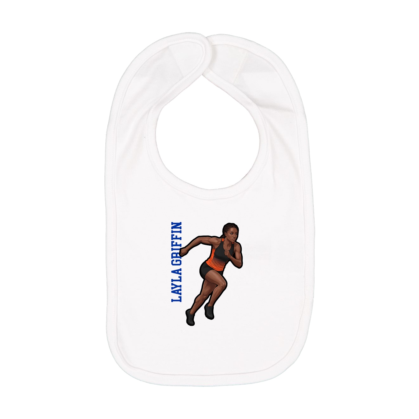 Infant Bib — Name Vertical in White