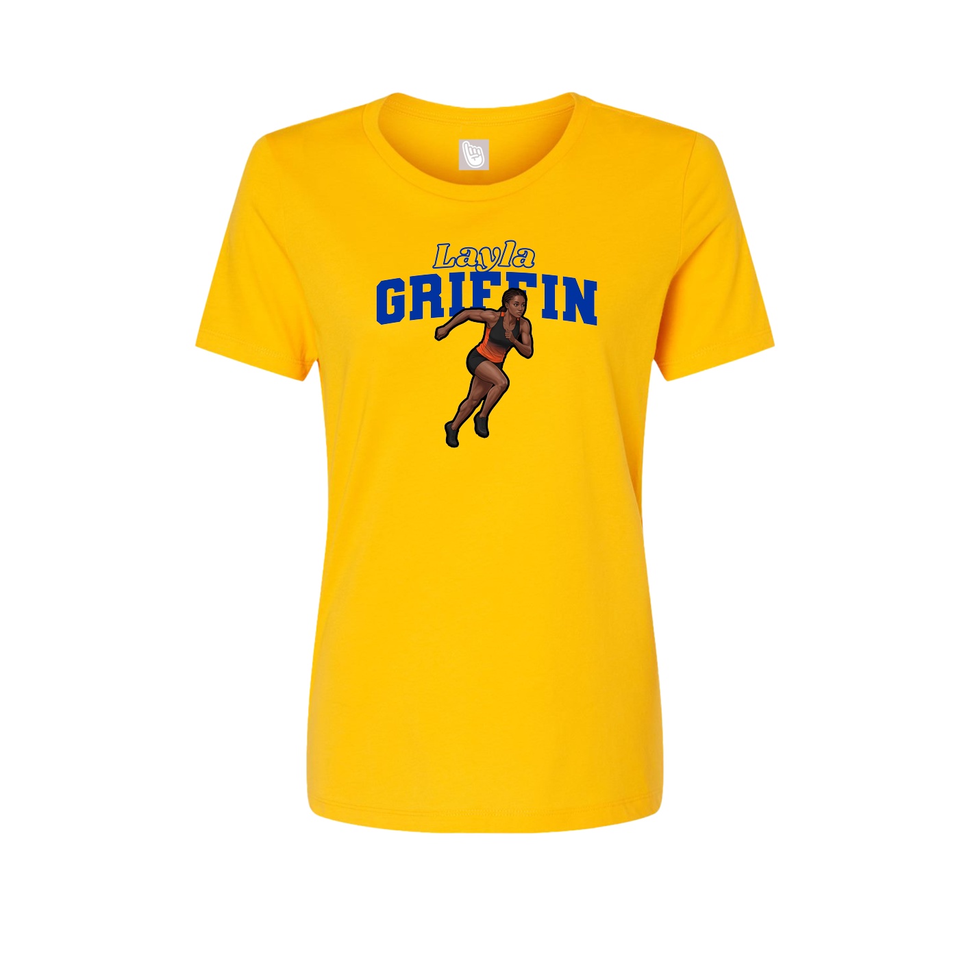 Fitted Women's Tee — Name Arch in Gold