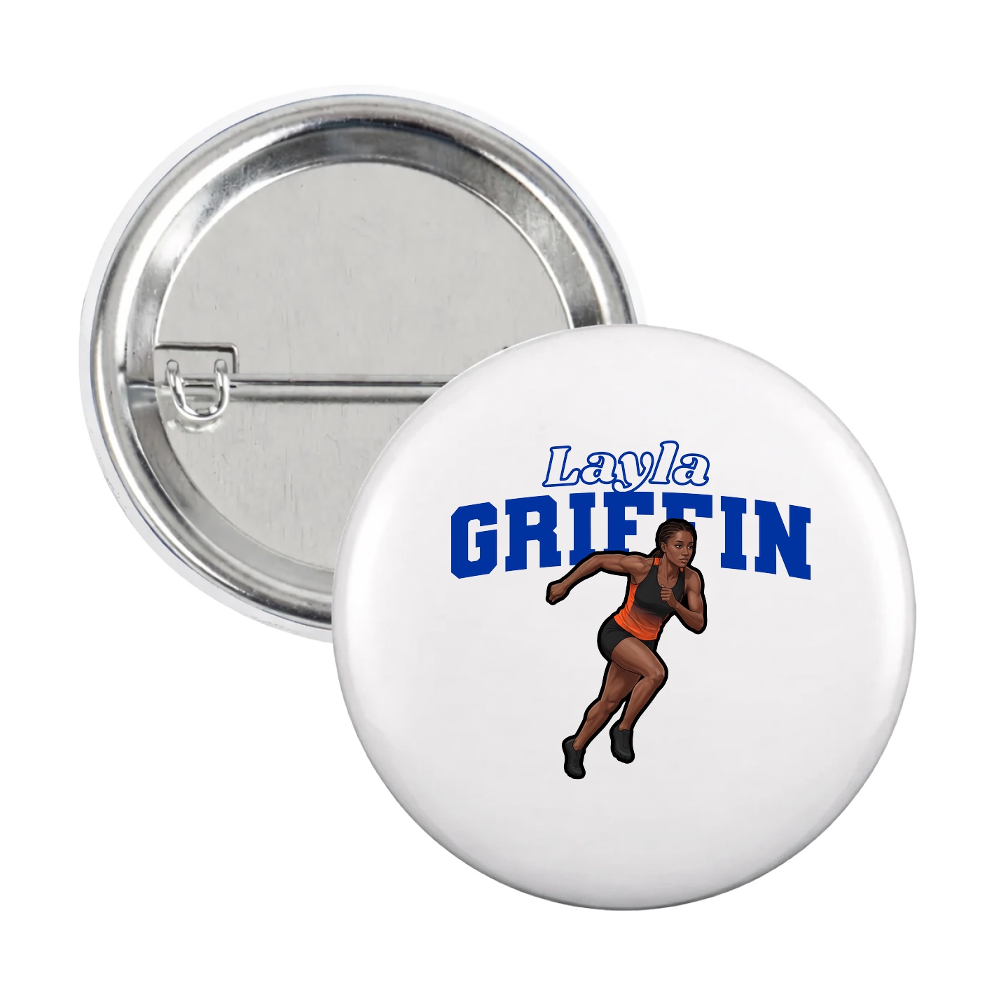 Game Day Button — Name Arch in White