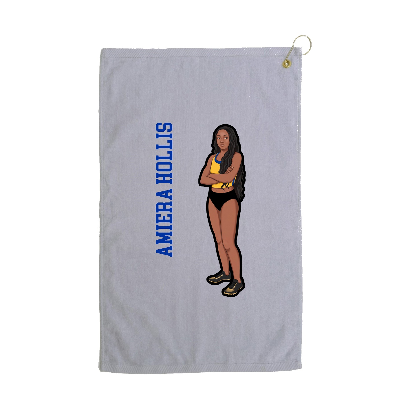 Golf Towel — Name Vertical in Grey