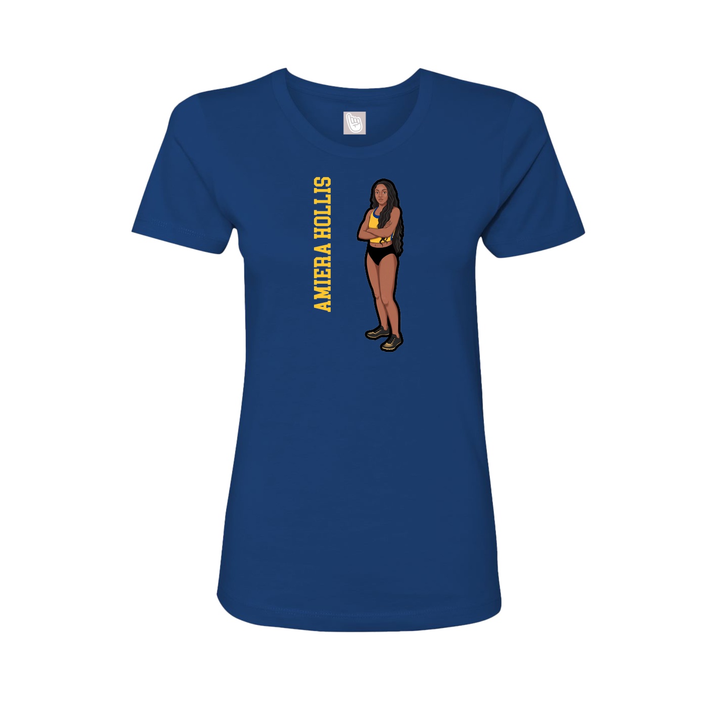 Fitted Women's Tee — Name Vertical in Royal