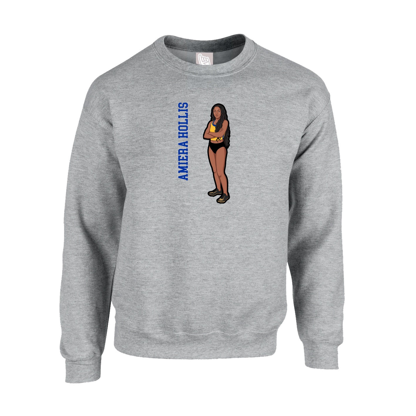 Fleece Crew — Name Vertical in Grey