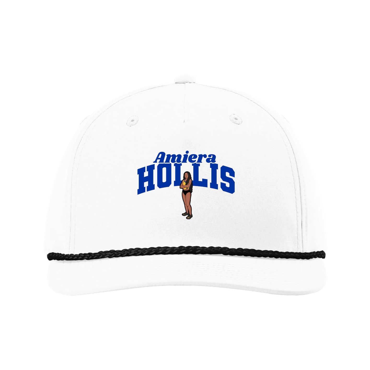 Five-Panel Classic Rope Cap — Signature Arch in White