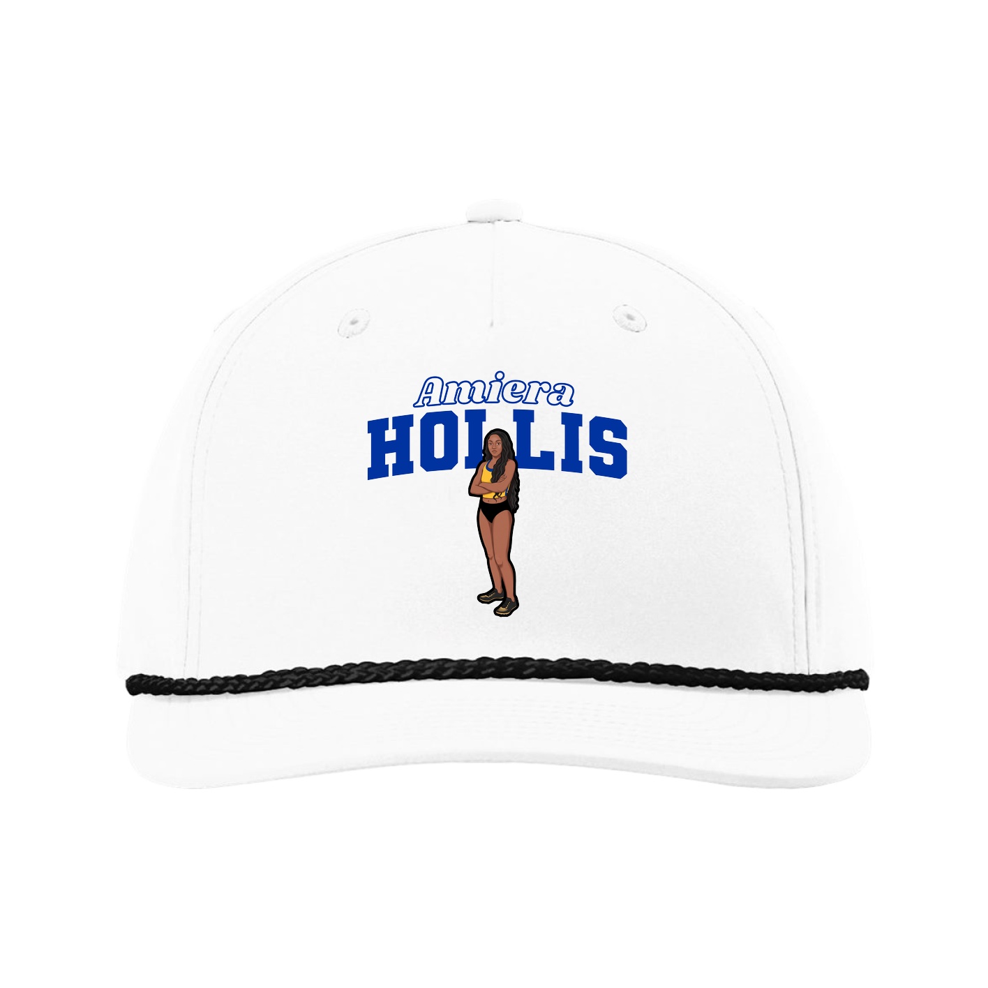 Five-Panel Classic Rope Cap — Name Arch in White