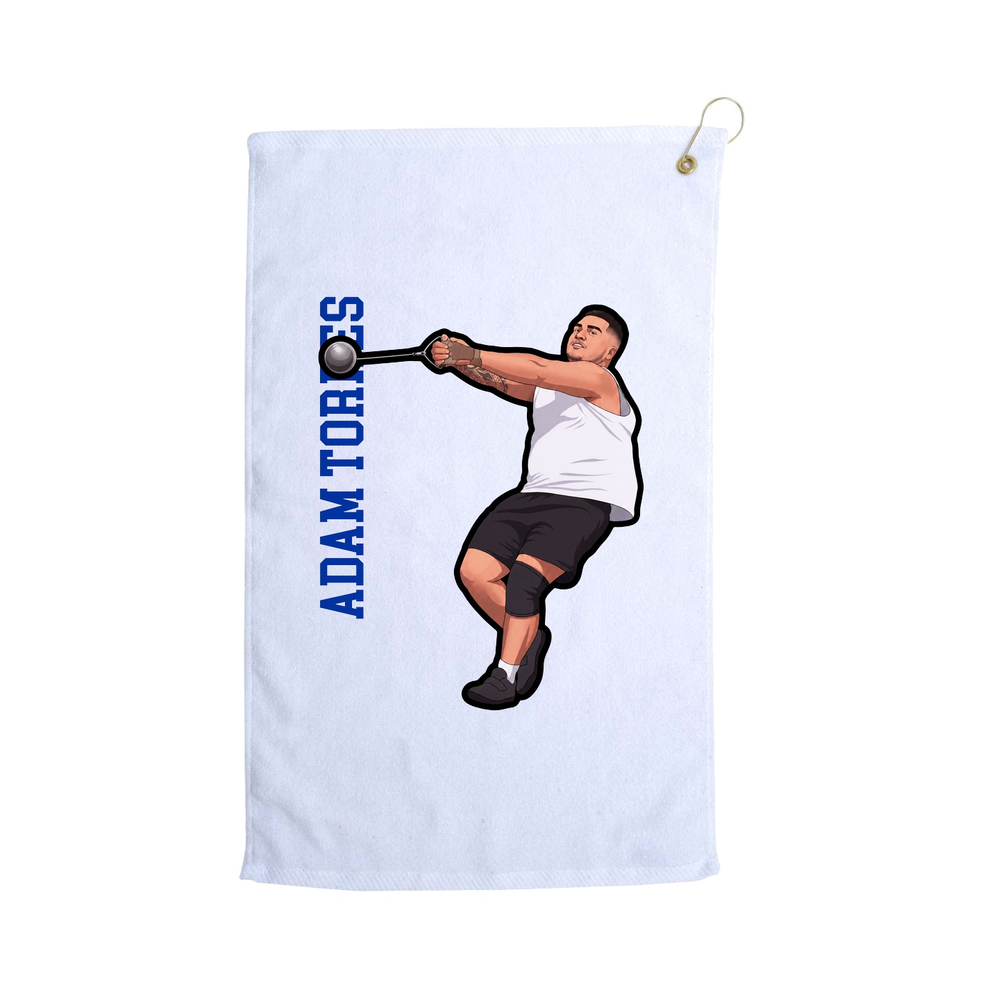Golf Towel — Name Vertical in White