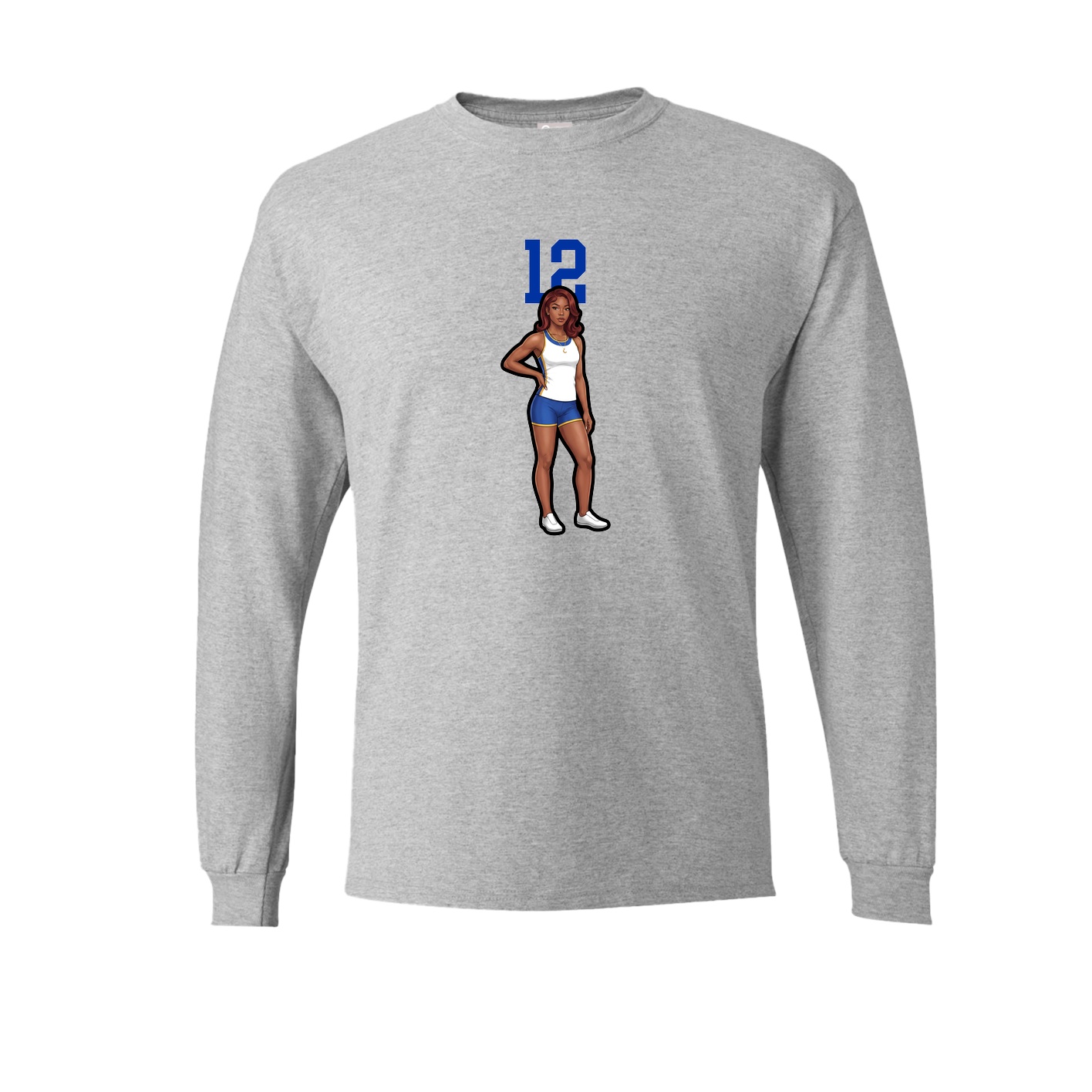 Long Sleeve Tee — Number Top in Grey