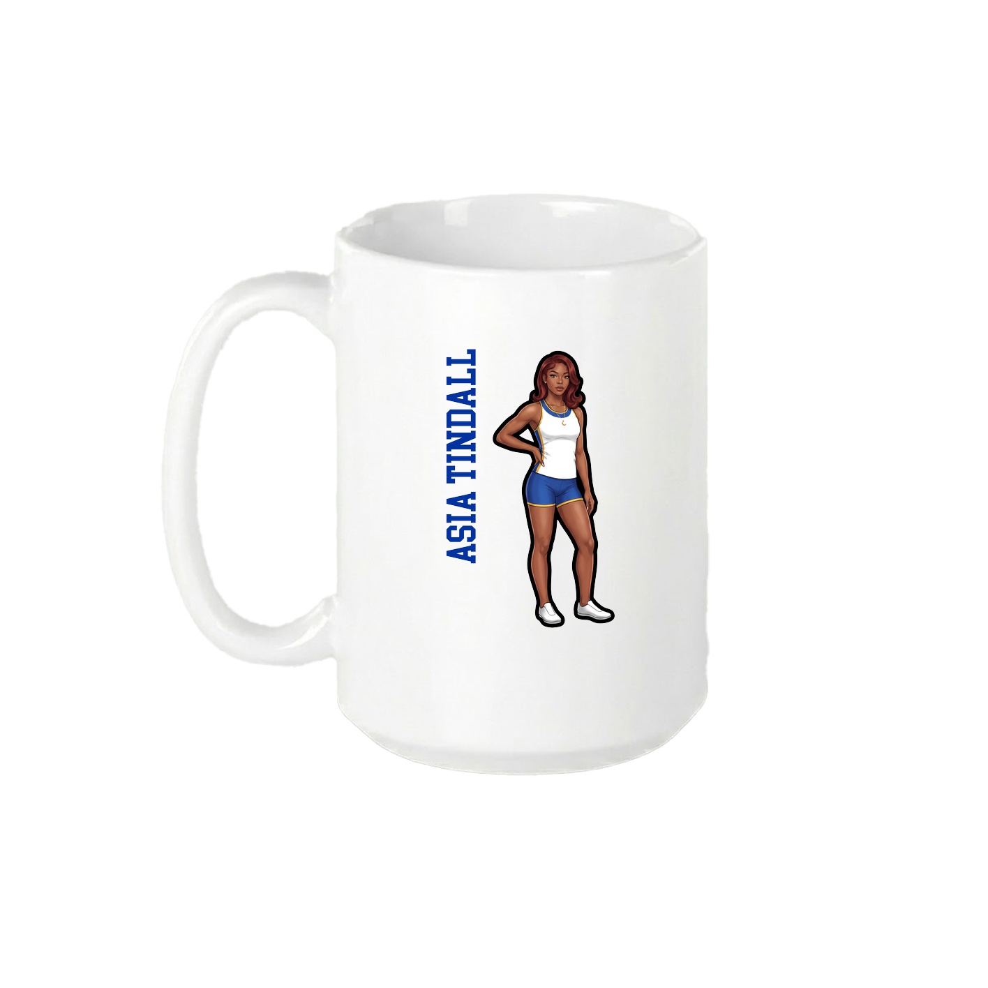 15oz Coffee Mug — Name Vertical in White