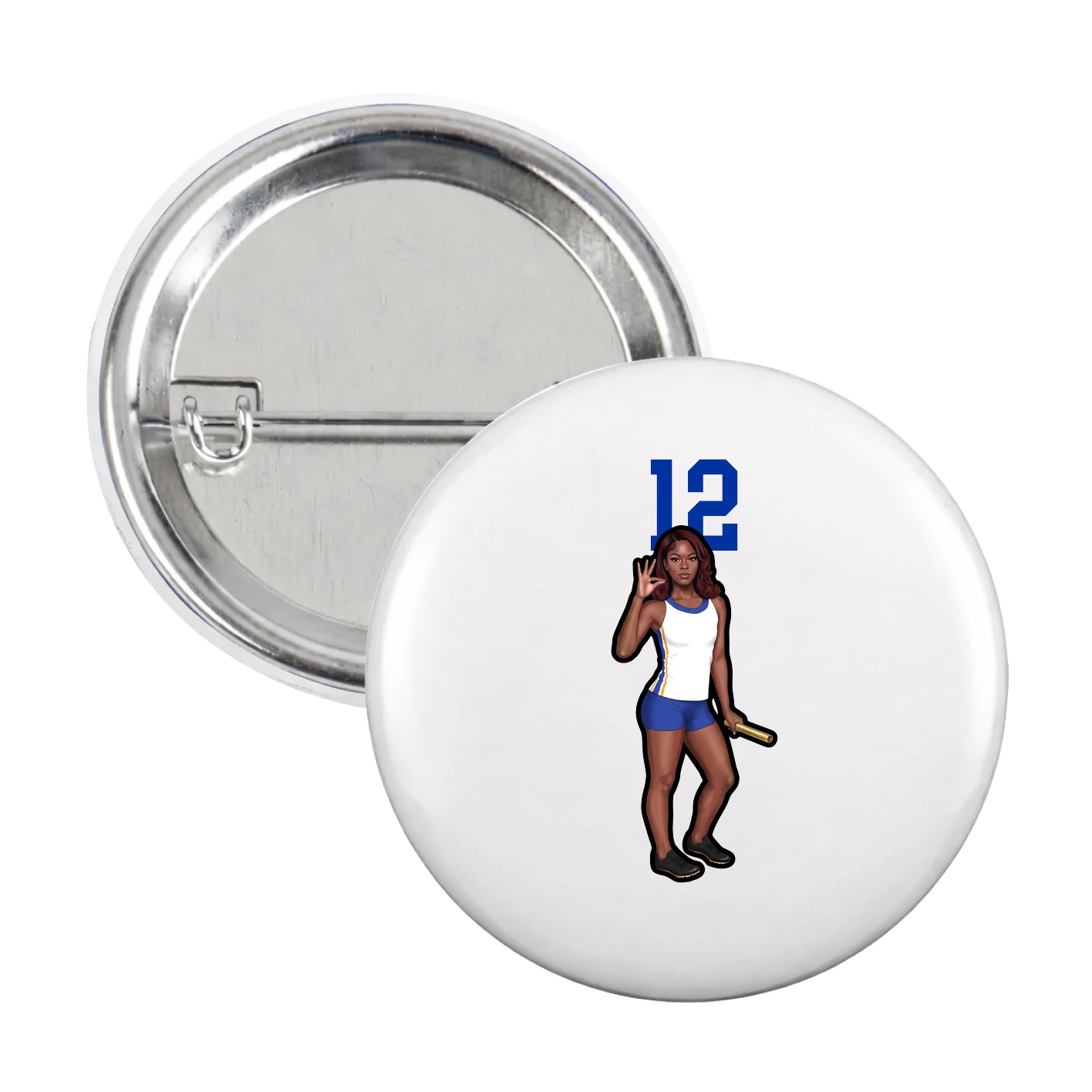 Game Day Button — Number Top in White