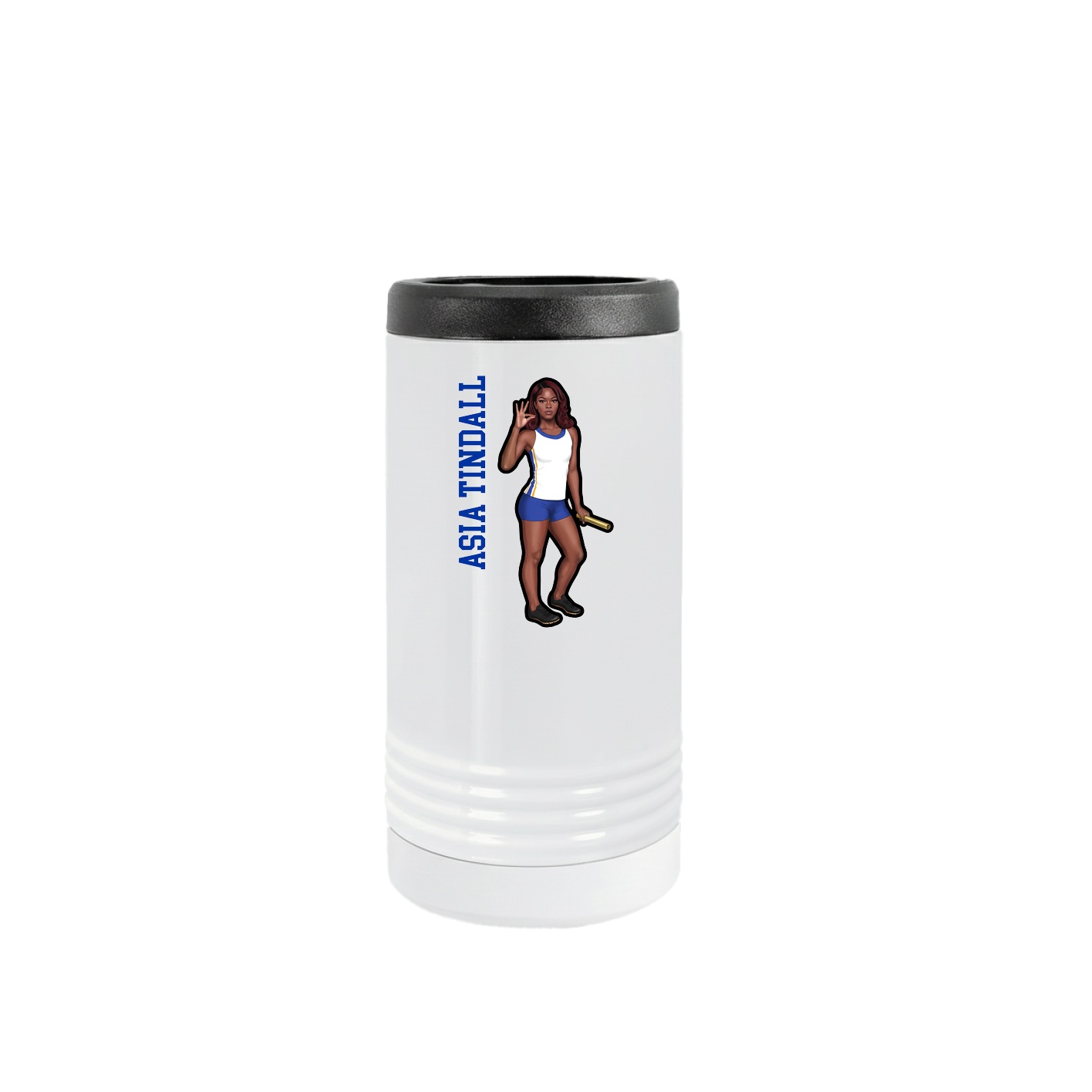 Slim Beverage Holder — Name Vertical in White